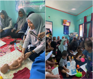 Tingkatkan Kesehatan Bayi, Poltekkes Banjarmasin Gelar Pendampingan Stimulasi Tumbuh Kembang Bayi dengan Metode Pijat Bayi di Desa Kaliukan